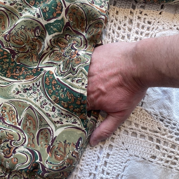 100% Silk Green Paisley 90’s Bomber Jacket - Picture 4 of 4